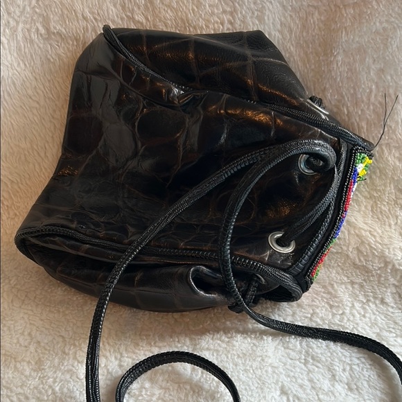 Vintage Claudia Beaded Black Leather Women's Bag - Picture 2 of 15